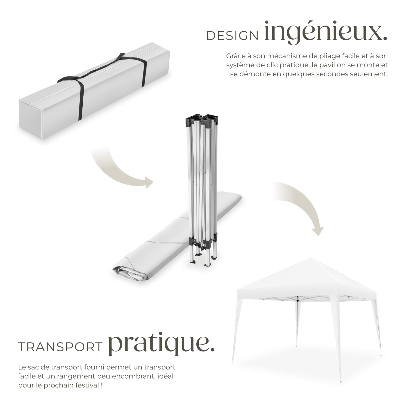 tectake® Tonnelle de Jardin 3x3m en Acier époxy Pliable Tente de réception Pavillon, Imperméable, Sac de Transport Inclus, Tonnelle terrasse Exterieur Tente de réception Barnum Mariage Baptême
