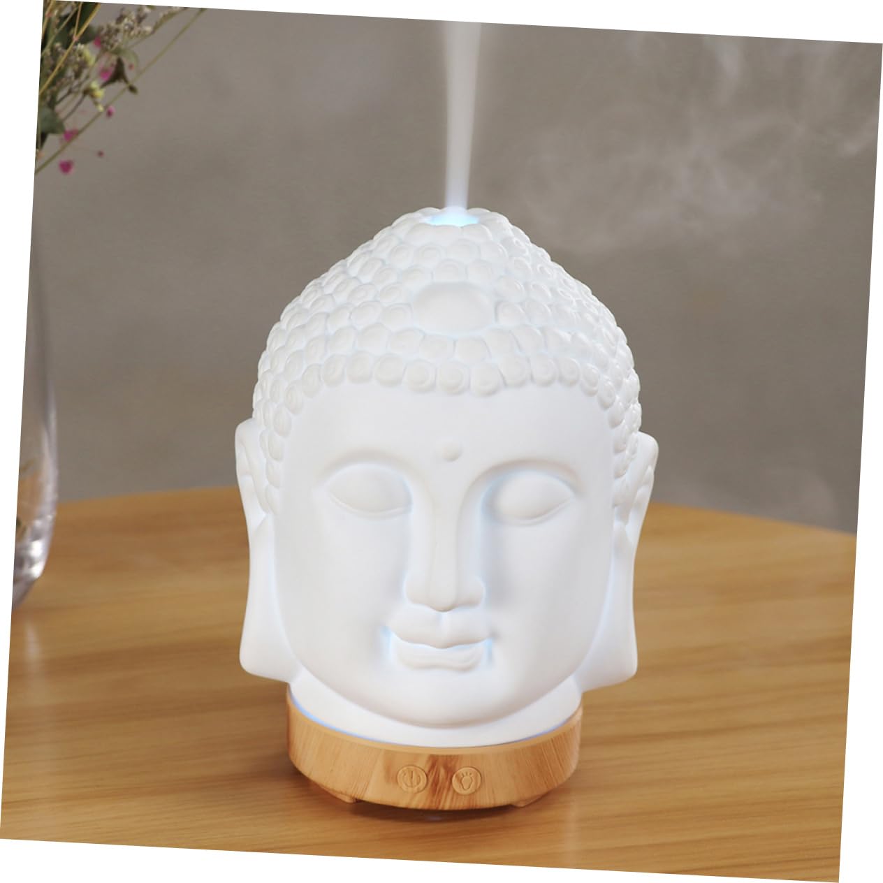 PRETYZOOM Umidificatore Profumato a Forma di Testa di Buddha in Ceramica Bianca, Diffusione di Aromi Silenziosa, per Soggiorno e Ristorante