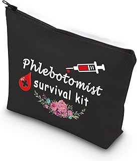 WCGXKO Phlebotomist Survival Kit Phlebotomy Graduation Gift for Technician Hematologist Medical Technologist Zipper Pouch Makeup Bag (Phlebotomist Survival black)