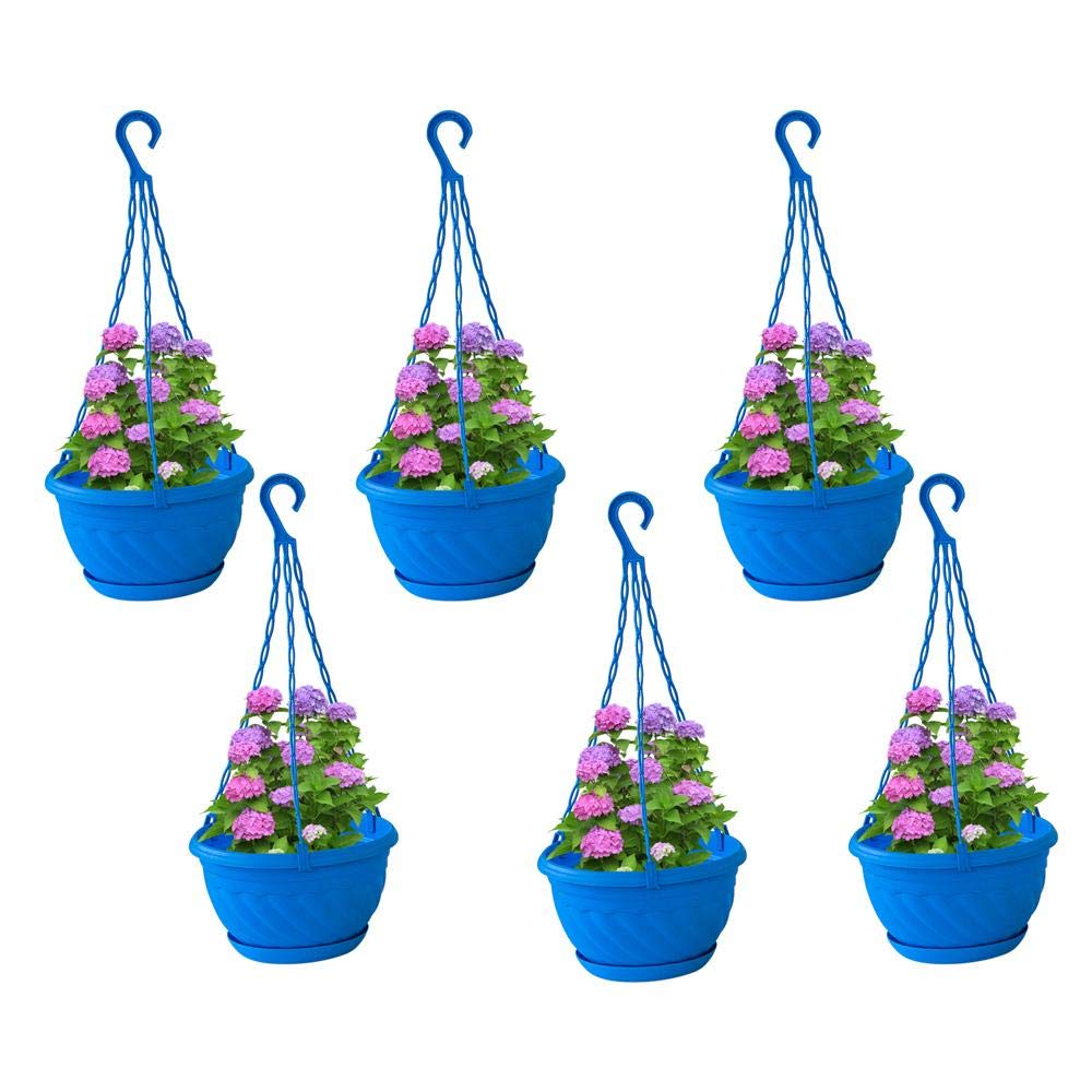 TrustBasketPlastic Hanging Basket Blue (Set of 6) Hanging Pots for Home Office Decor, Indoor and Outdoor Garden Use, Balcony Hanging | Hanging Planter Basket (B091GDK96Y) Amazon Price History, Amazon Price Tracker