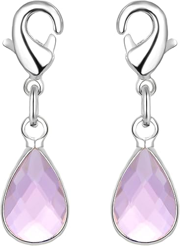 Miniatura 8 de 2 cuentas colgantes con clip de Adabele de alejandrita de junio de color violeta claro, cuentas de gota resistentes al deslustre, cierre de langosta