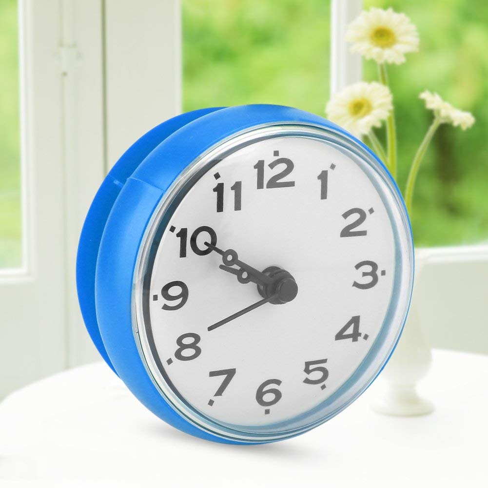 Zuignap Waterdichte Ronde Mini Wandklok Quartz Klokken Decoratie voor Badkamer Keuken Woonkamer Slaapkamer (Wit
