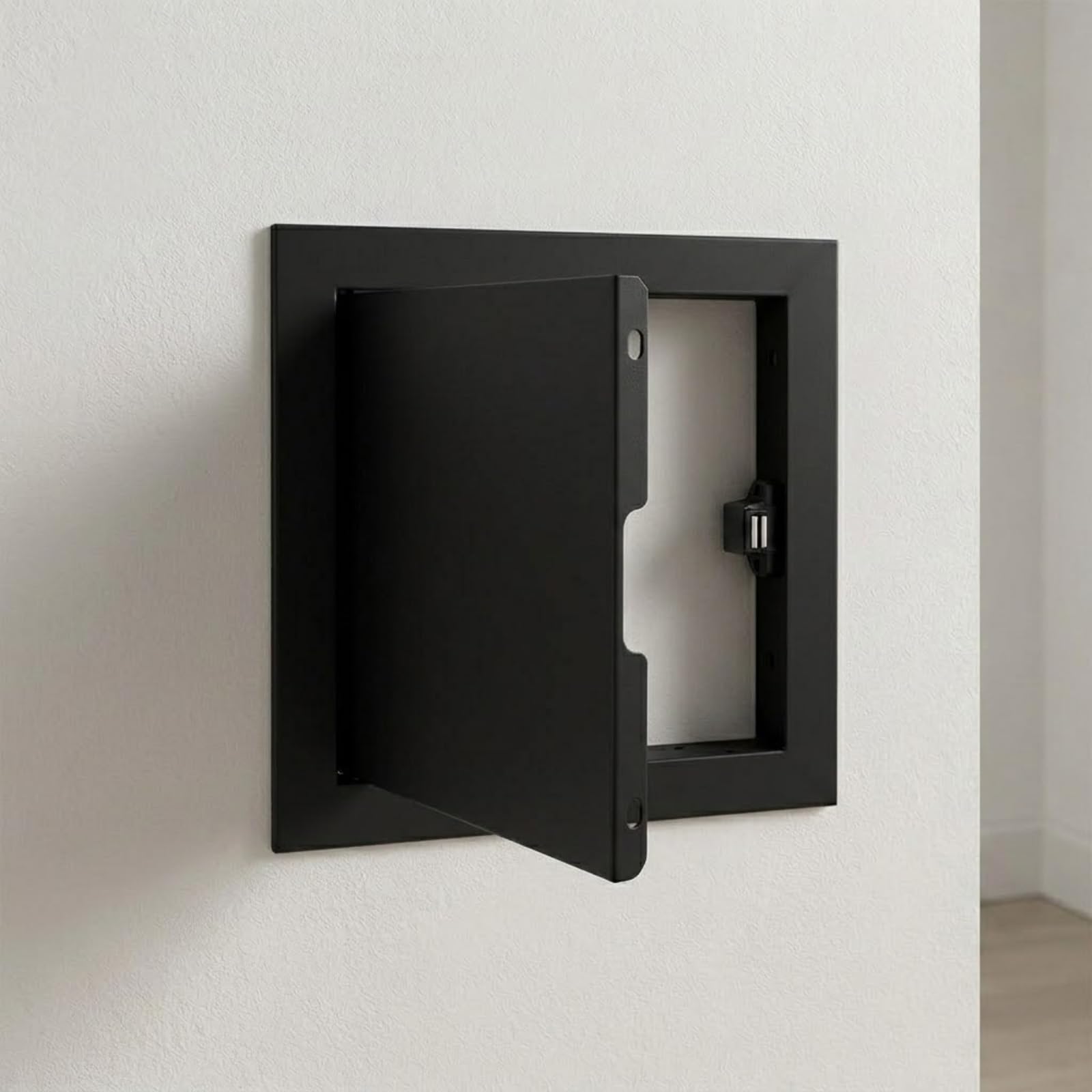 Yqyhnb Black Aluminium Access Panel 300X300mm Square Inspection Hatch Door Push Lock, Flush Fit Plasterboard Access Panel For Wall Ceiling Electrical Plumbing Cover(,75X75cm)