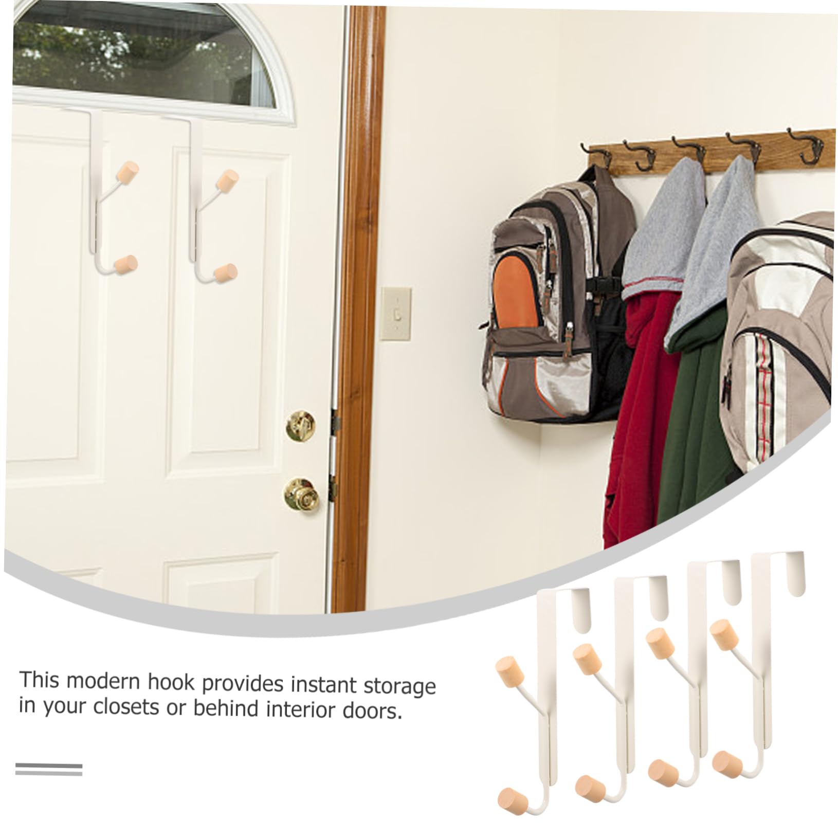 Amosfun 2 Series Ganchos Para Puerta Doble Al Colgador Multifunción Para Bolsas Y Sombreros Organizador De Almacenamiento Sin Perforación Para Baño Cocina Y Dormitorio 4 Piezas X 2