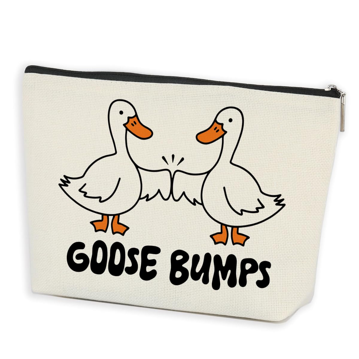Funny Goose Bumps Pun Makeup Bag Cute Animal Humor Cosmetic Bag Goose Lovers Gifts Friendship Gifts for Women Girls Best Friends Bestie Daughter