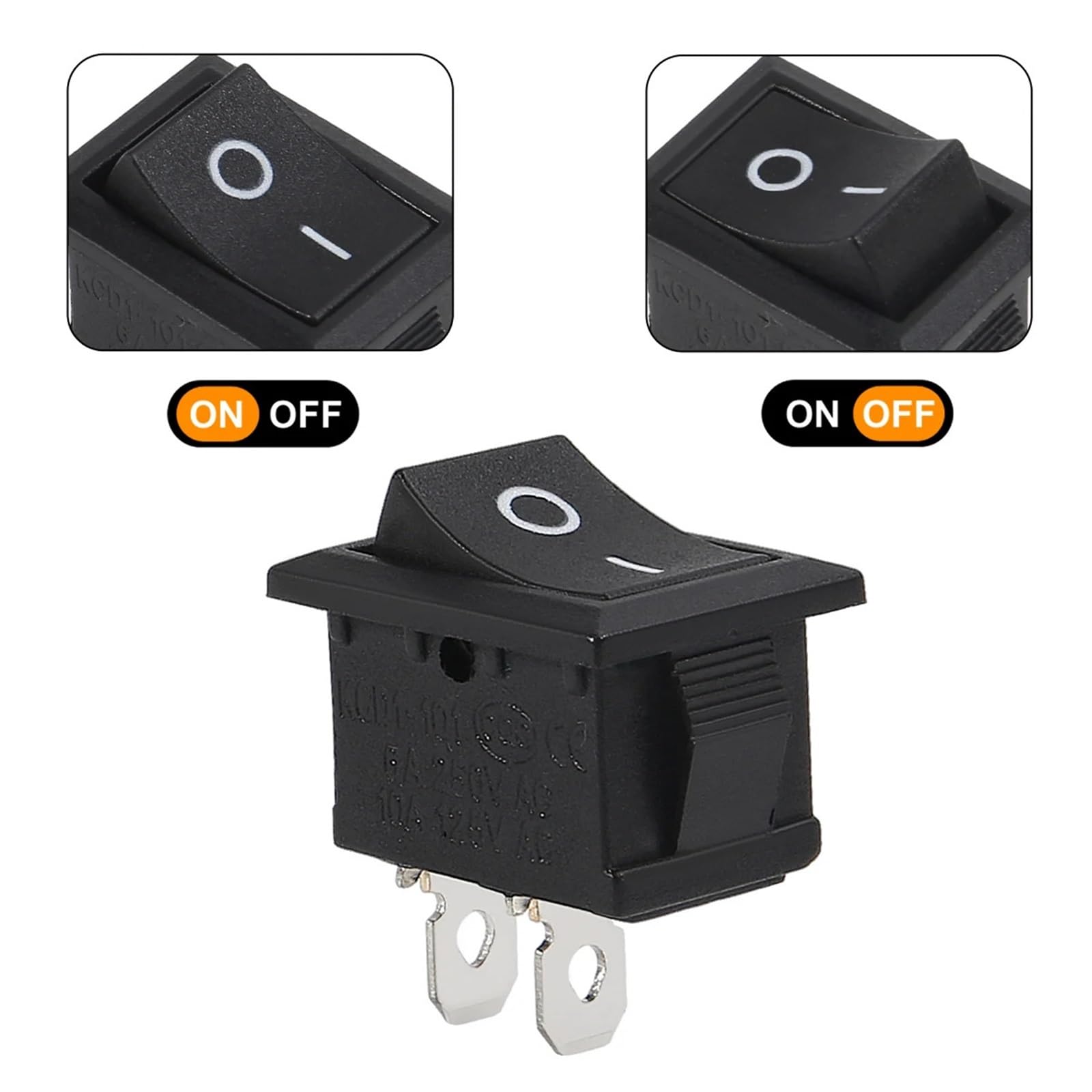 10pcs Snap-in Boat Rocker Switch Toggle Power SPST ON-Off 2 Pin AC 250V 6A 125V 10A 2 Pin Position Snap Switch for Car Auto Boat