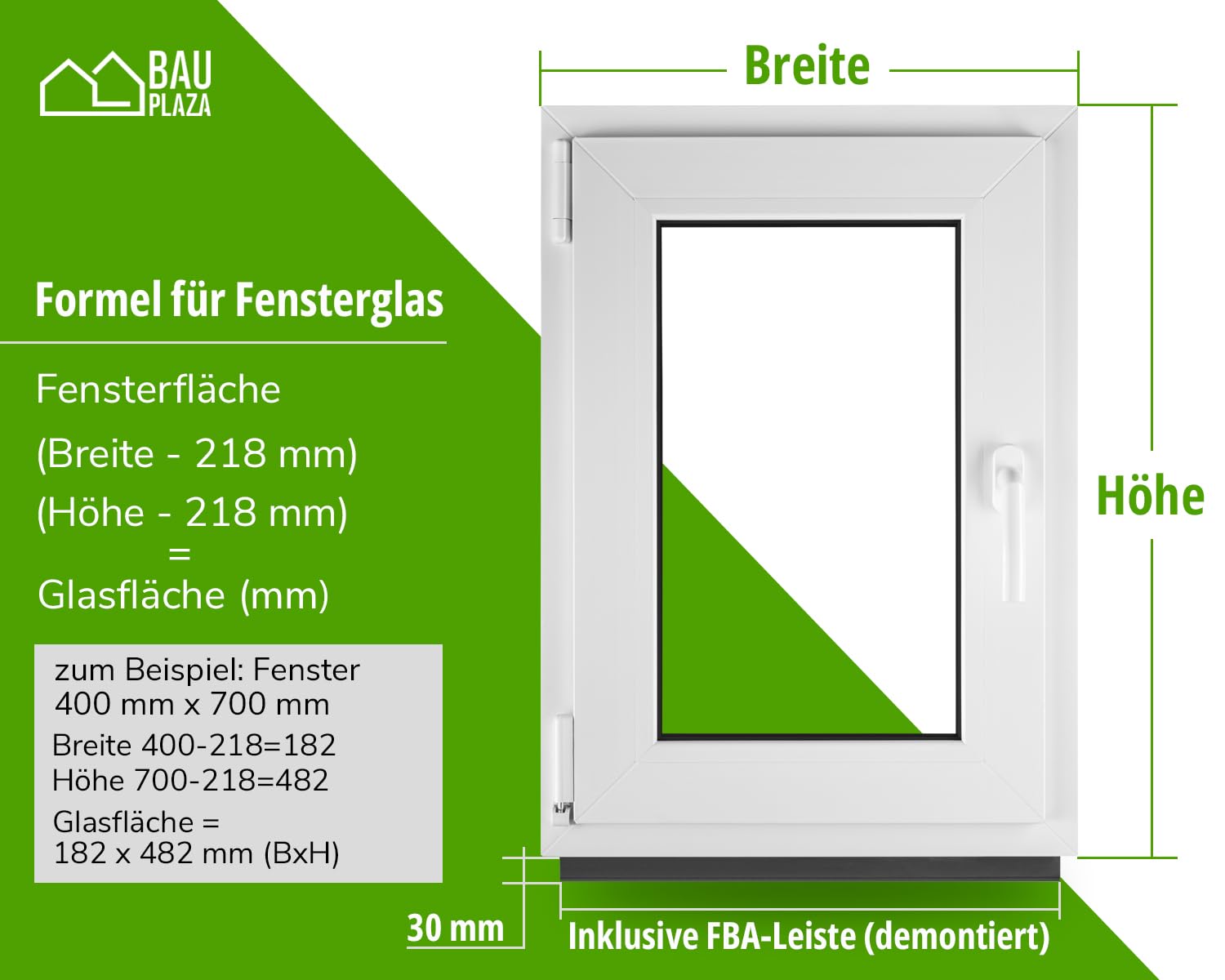 ‎BauPLAZA - Finestra Serramenti in PVC - BIANCO - Vetro triplo - LxA 60 x 105 cm apertura Sinistra - Rinforzo in acciaio - 600 x 1050 mm - anta-ribalta - Ottima scelta