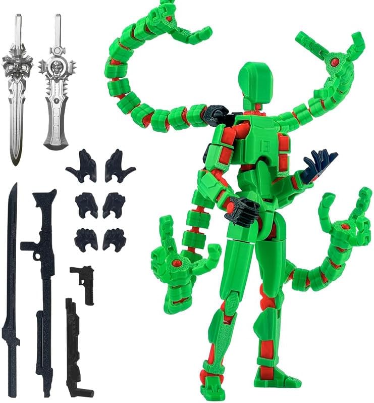 T13 (Assembly Completed) Action Figure, T 13 3D Printed Toys - The Premium Action Figures for Sci-Fi Enthusiasts,Four Claws Robot5.2 Inch Green
