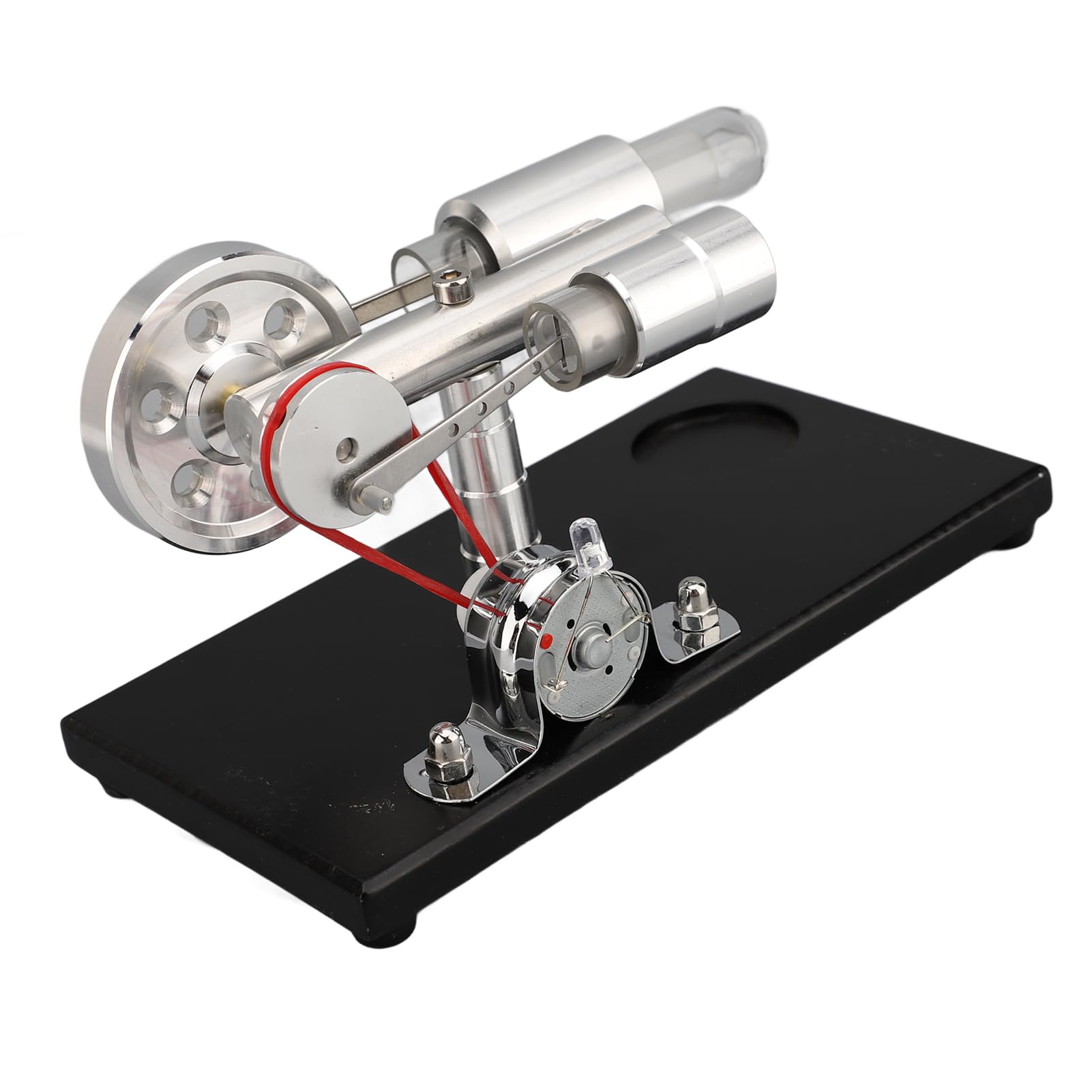 Stirlingmotor-Modellbausatz, Lernspielzeug mit Bunter LED für Wissenschaftliche Projekte, und Erwachsene, Grundplatte aus Schwarzem Kiefernholz