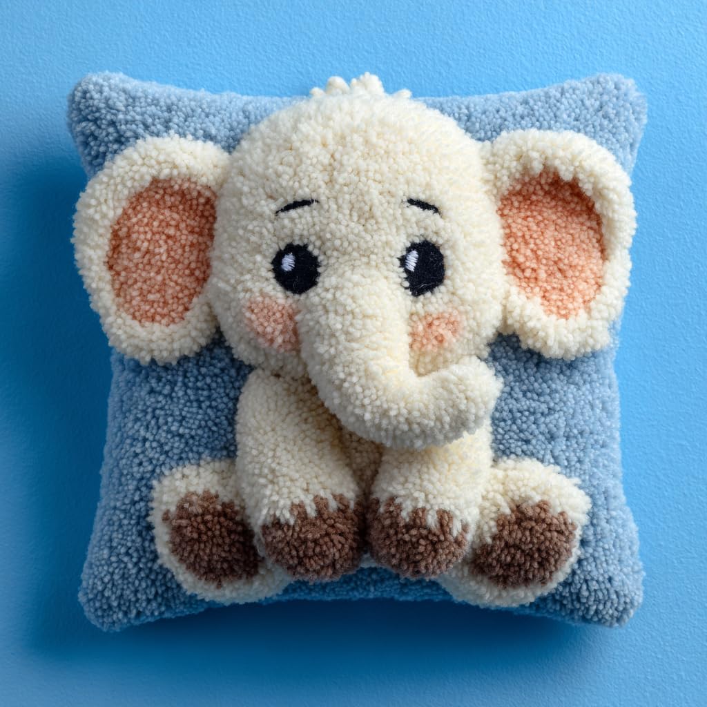 Henypt DIY Latch Hook Kits Cushions Pillow, Elephant