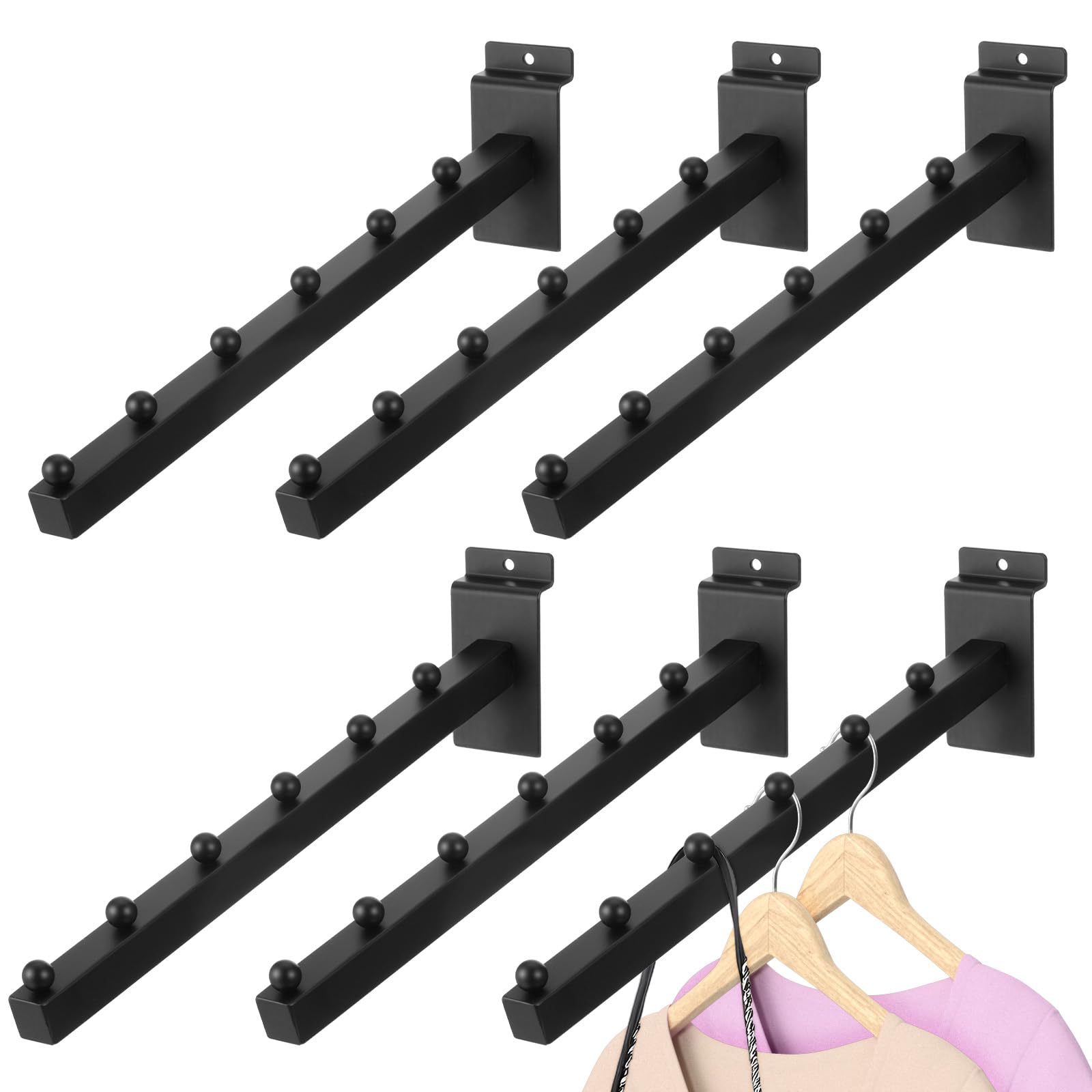Photo 1 of 15.8 Inch Gridwall Waterfall Hooks with 6 Ball Slatwall Waterfall Hanger Hooks Slat Wall Accessory for Slatwall, Metal Slatwall Hooks and Hangers for Clothing Retail Garage Shop Display