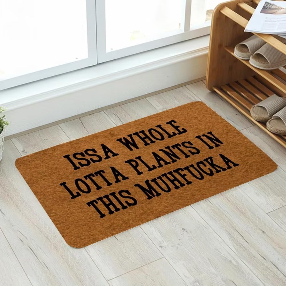 ZUYOENCO Funny Doormat - 'ISSA Whole Lotta Plants' Green Welcome Mat, 23.6x15.7 Inches - View #2