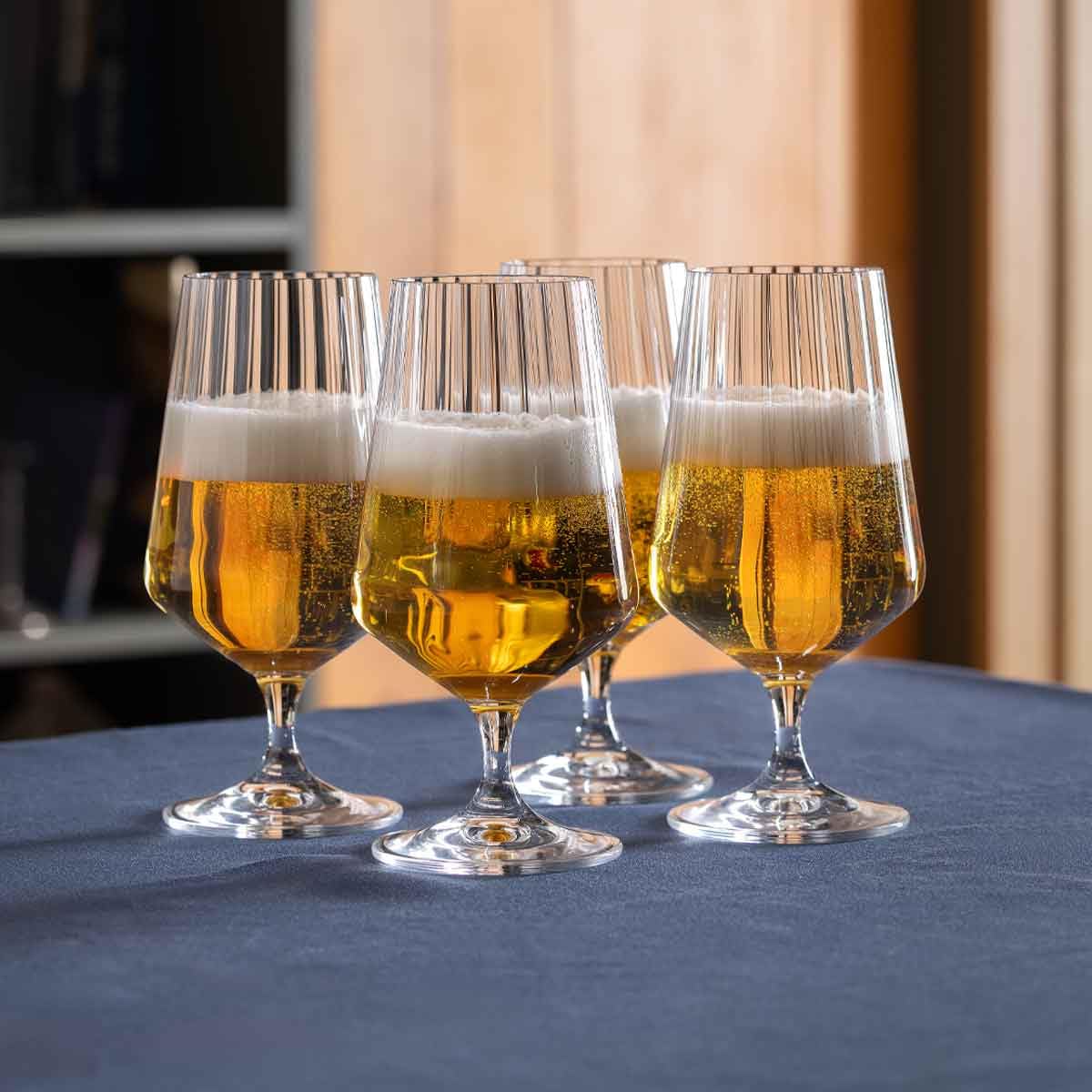 Dartington Crystal Cheers! Optic Small Beer Glasses Set of 4 | Lead-Free Crystal | 38cl | Dishwasher Safe