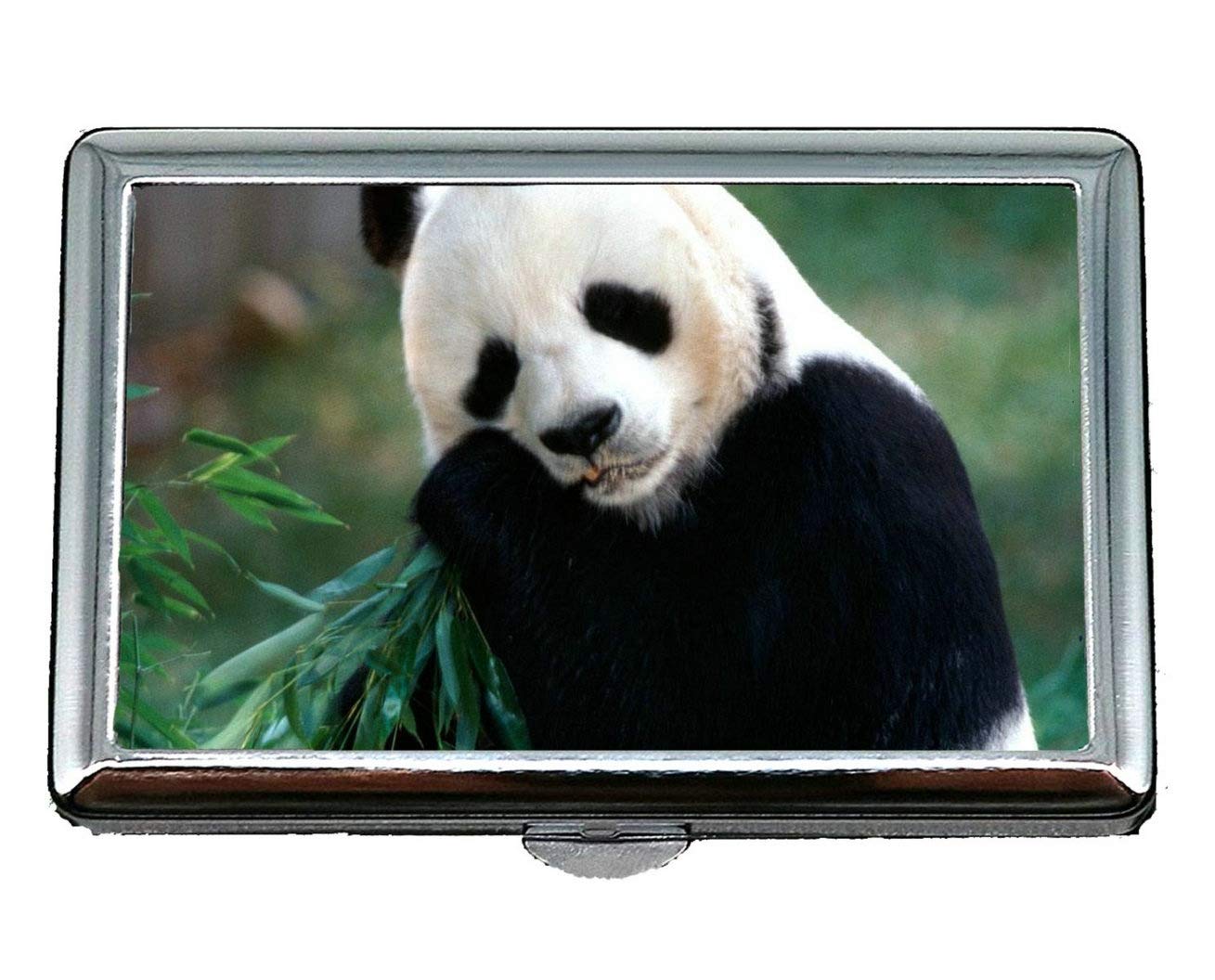 Astuccio Portasigarette In Acciaio Inox Con Motivo Panda – 12-14 Sigarette – Ideale Anche Come Porta Biglietti Da Visita O Portafoglio, Regalo Originale