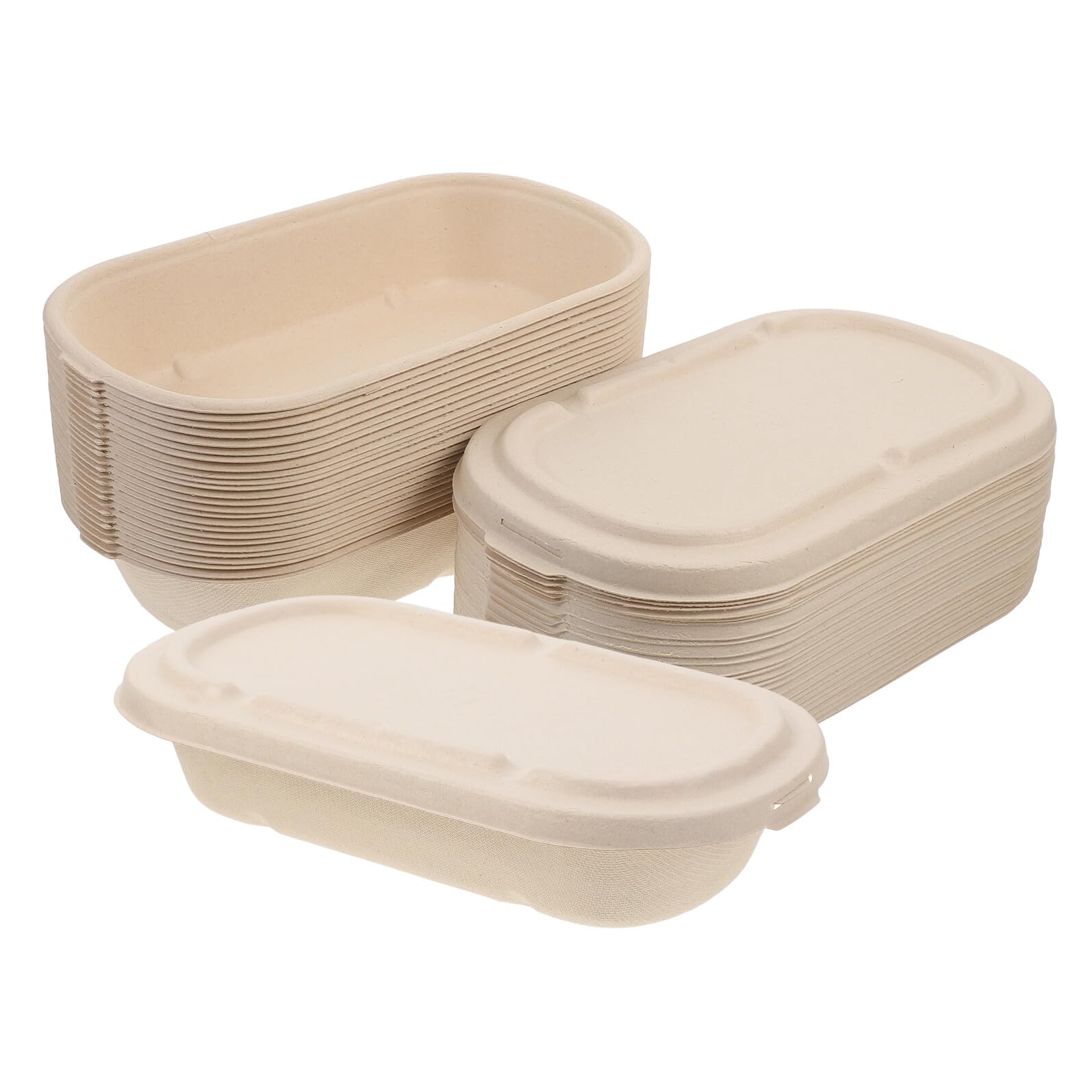 Cajas de Comida Desechables de Pulpa 850ml Tapa Hermética para Preparar y Llevar Alimentos Frescos 25 Juegos Resistentes y Ecológicos