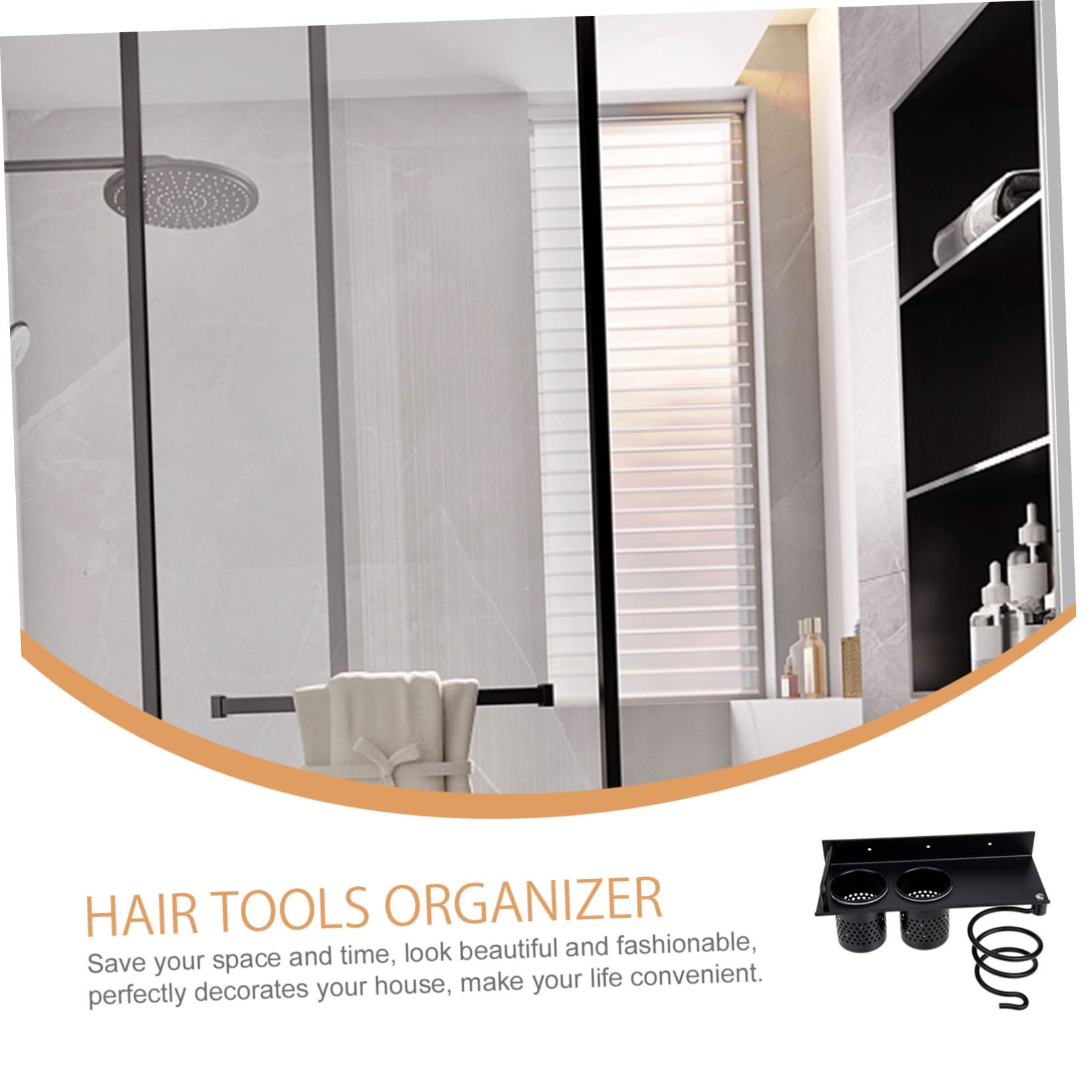 TOPBATHY Porta Asciugacapelli Parete Organizzatore Per Strumenti Per Capelli Supporto Senza Foratura Per Piastra e Arricciacapelli