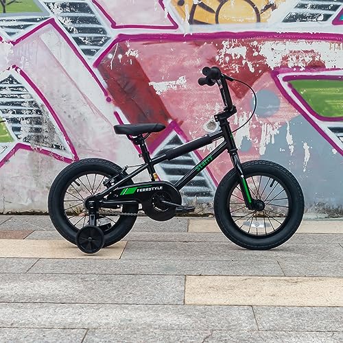 Image of 12 14 16 18 Inch Kids Bike BMX Style Bicycle with Training Wheels Coaster Brake for 2-10 Years Old Toddlers Boys Girls Multiple Colors
