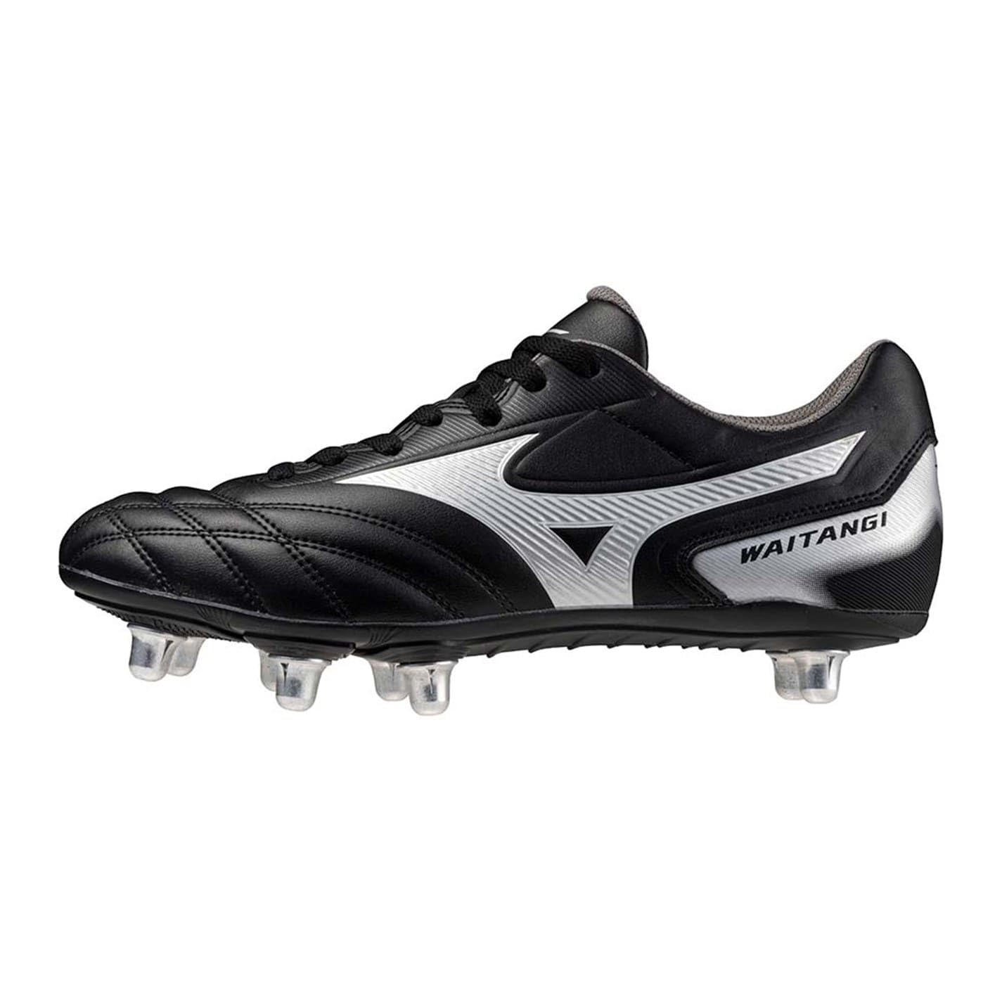 Mizuno Waitangi II CL Soft Ground - Botas de rugby para hombre, negro plateado, 45 EU