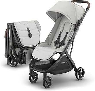 Sponsored Ad - Minu V3 Travel Stroller | Lightweight + Compact Design | One-Hand Fold + Unfold | from Birth + Overhead Compatible | Savannah (Pearl Gray Mélange/Carbon Frame/Chestnut Leather)