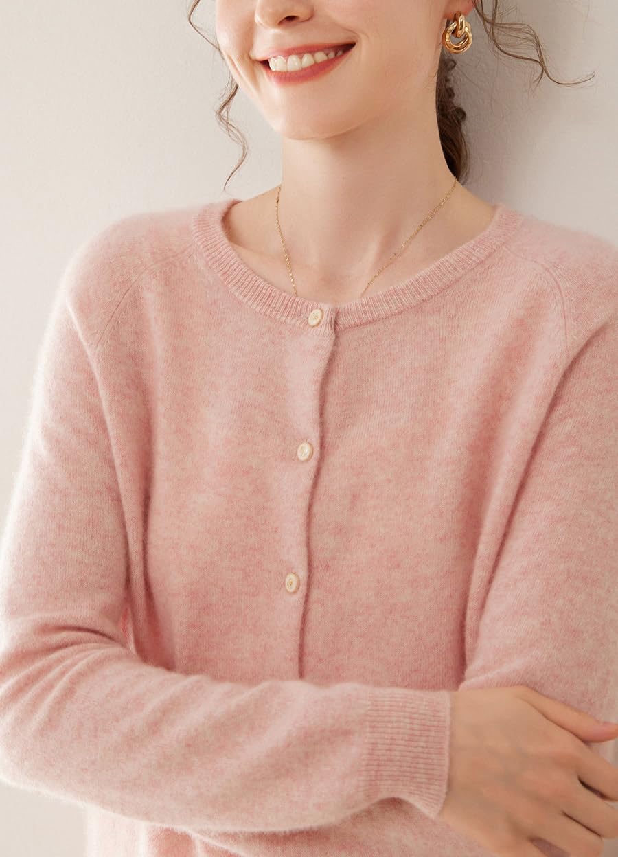E-girl Maglione da donna 95% cashmere, girocollo, a maniche lunghe, lavorato a maglia, da donna, in lana di cashmere, sottile, SH504