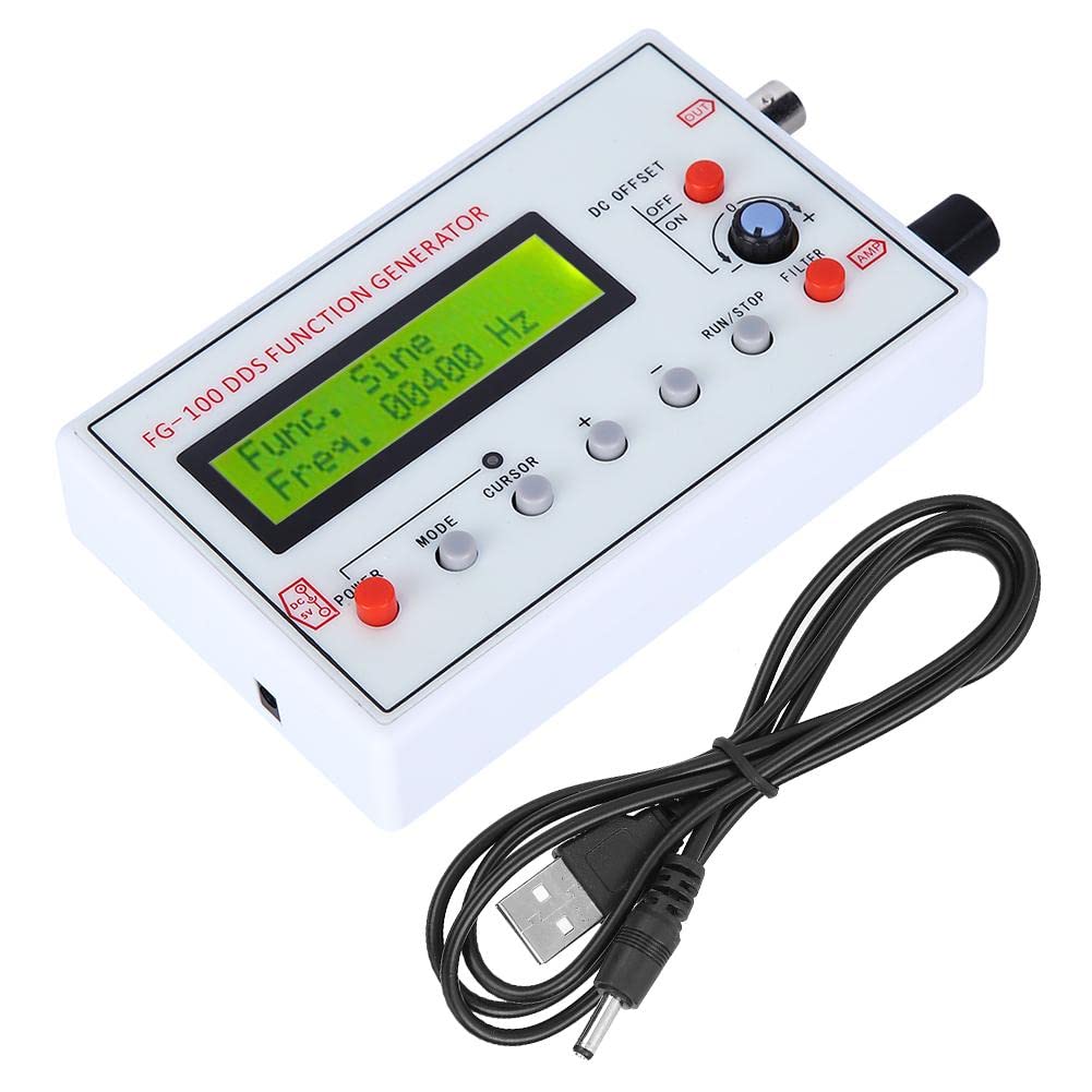 Function Generator, FG‑100 DDS Function Generator Sine Frequency 1HZ‑500KHz Counter Signal Source Generator Meter, Power Supply DC3.5-10V
