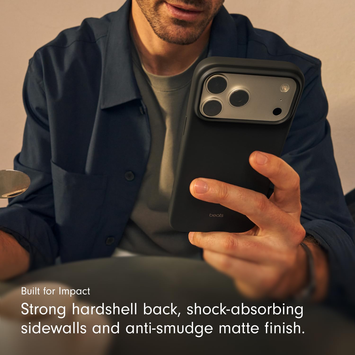 Beats iPhone 17 Pro Max Case with MagSafe & Camera Control, Matte Finish, Microfiber Lining – Granite Gray