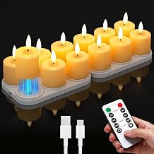 SUPERSUN Rechargeable Flameless Candles with Remote Timer & Magnetic Charging Base, 12 Pack LED Tea Lights Candles Battery Operated,Small Votive Candles for Christmas, Halloween, Wedding, Home Decor