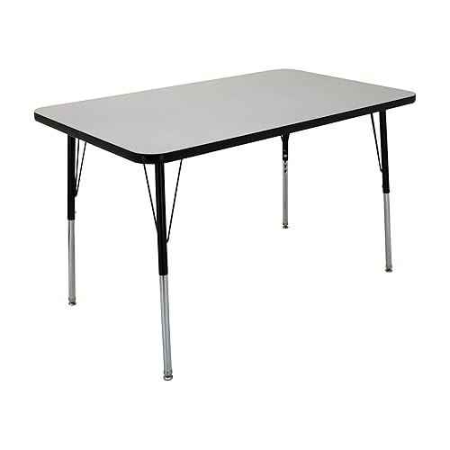Miniatura 7 de FDP - Mesa rectangular de borrado en seco para actividades escolares y de oficina (24 x 36 pulgadas), patas estándar con deslizadores giratorios,