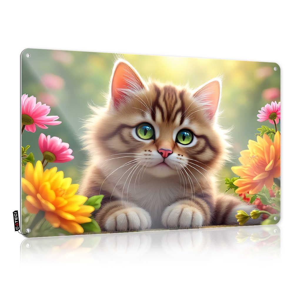 Fzfn Colour Decoration Guest Ready To Hang - Adorable Kitten In A Garden Of Flowers Fun For Tavern(30X40cm)