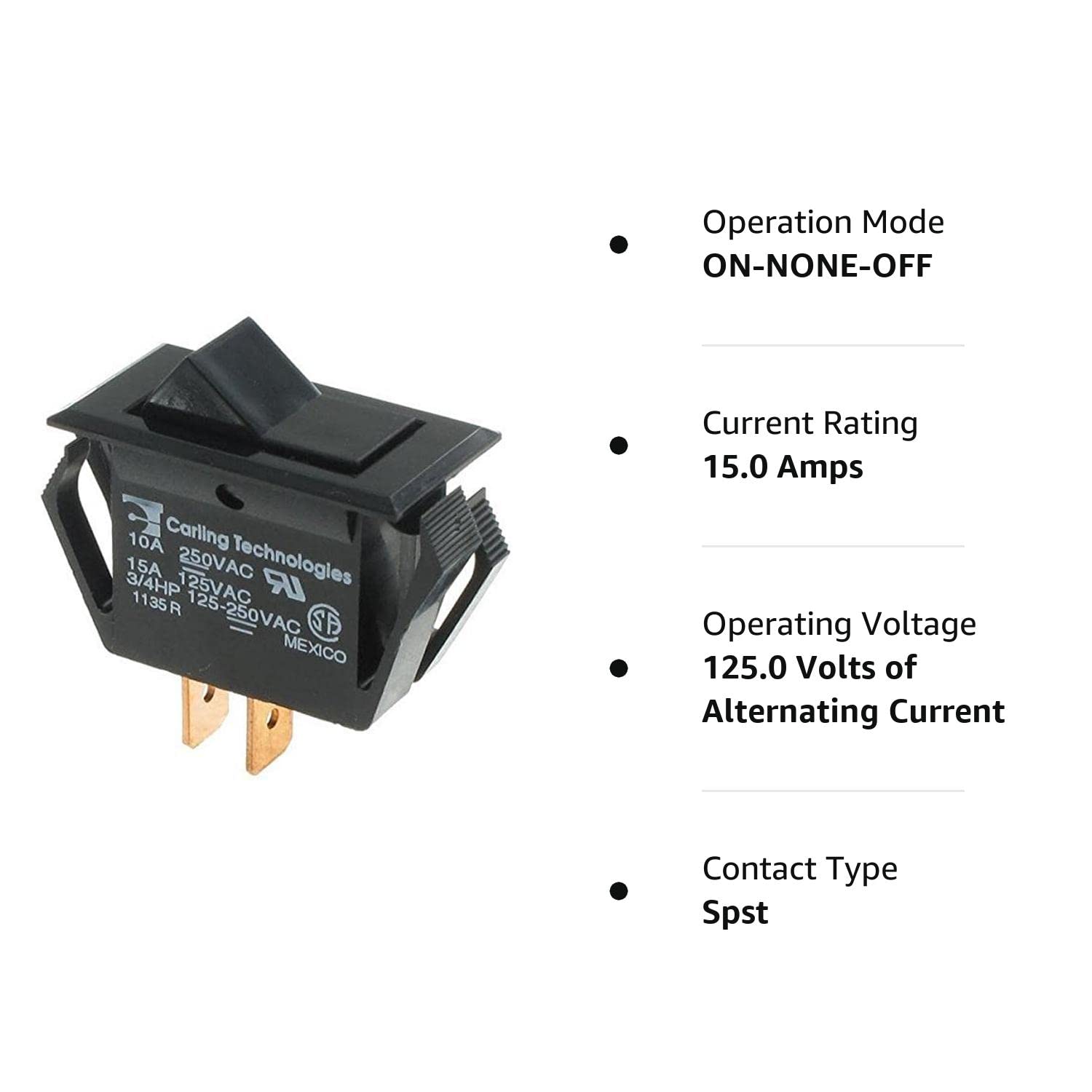 Rocker Switches SPST ON-NONE-OFF BLK (1 piece)