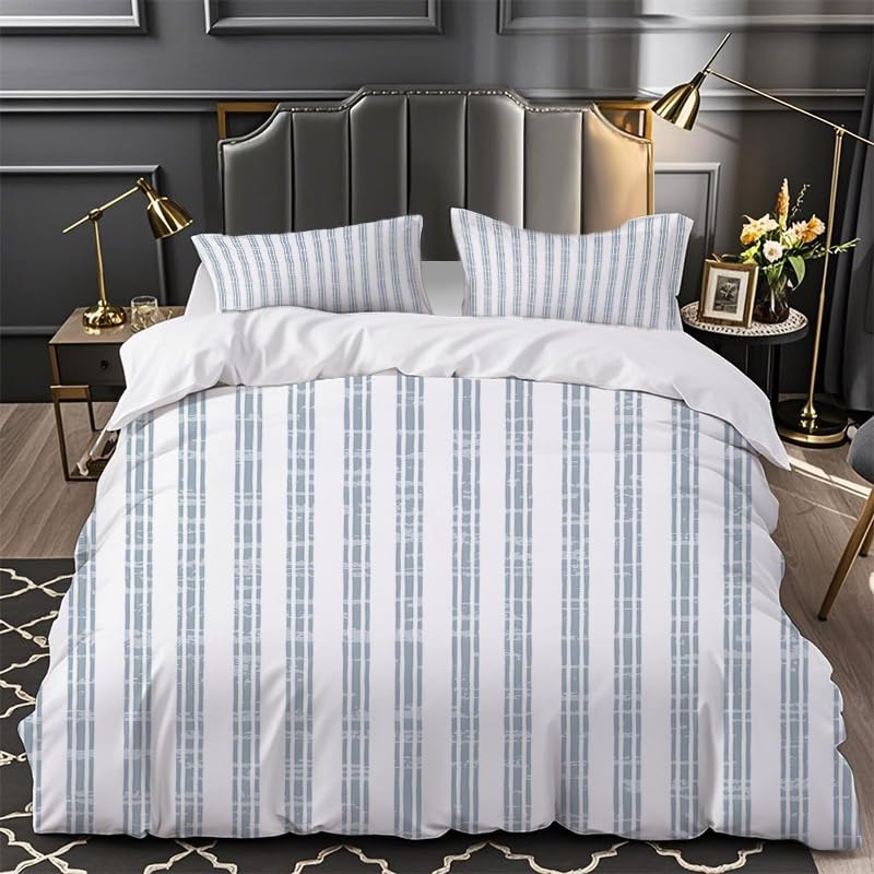 Linge de lit à rayures verticales grises pour une chambre d'ado moderne