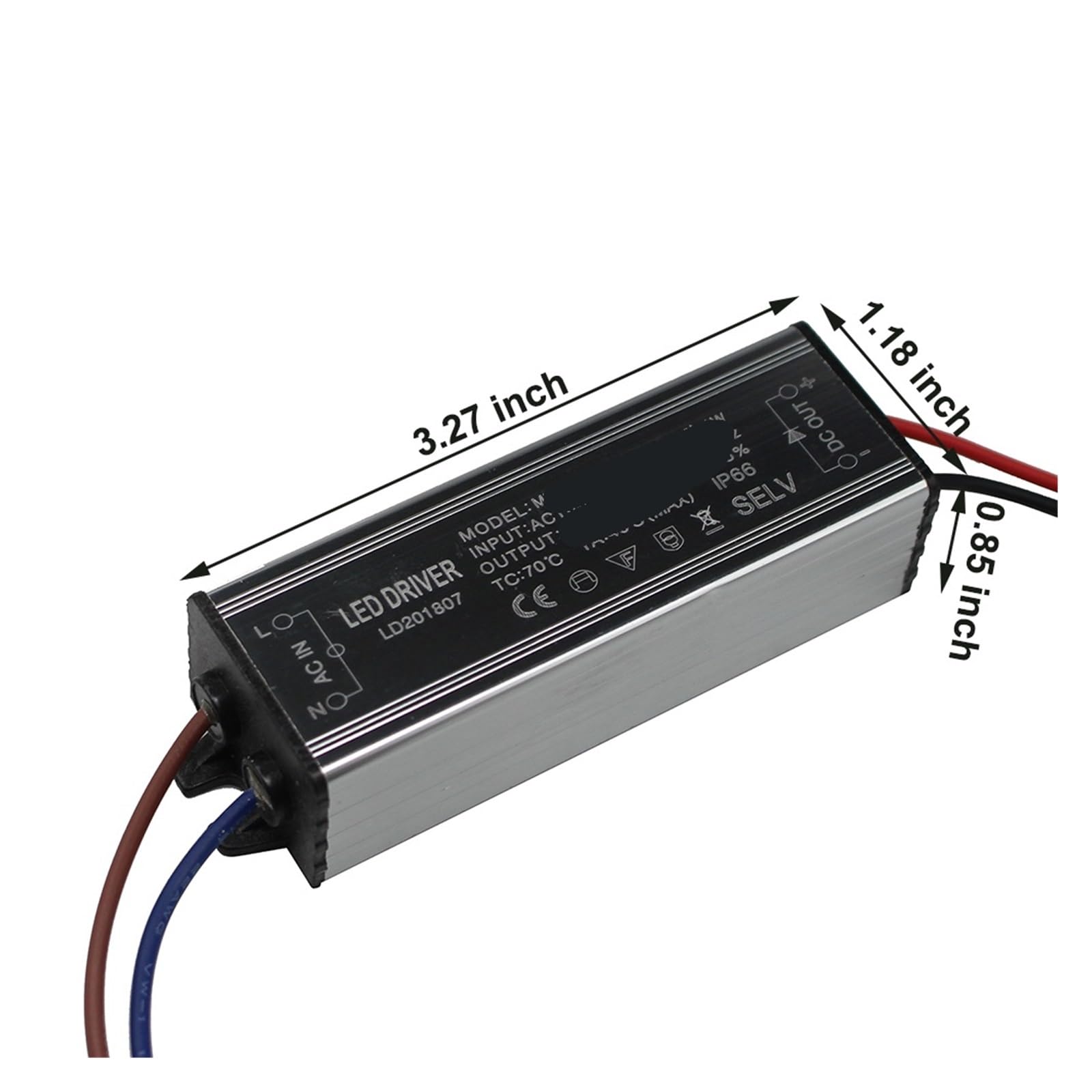 Driver LED in alluminio IP66 25-36W 300mA AC 100-265V a DC 75-130V Alimentatore impermeabile Trasformatore di illuminazione Driver Zavorra