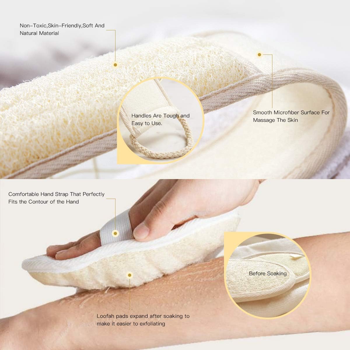 Loofah Exfoliating Back Washer, Back Scrubber for Shower with Exfoliating Loofah Pad for Men and Women, Loofah Sponges Deep Clean Deep Clean Relax Your Body (31.5 inch Length 4 inch Width)
