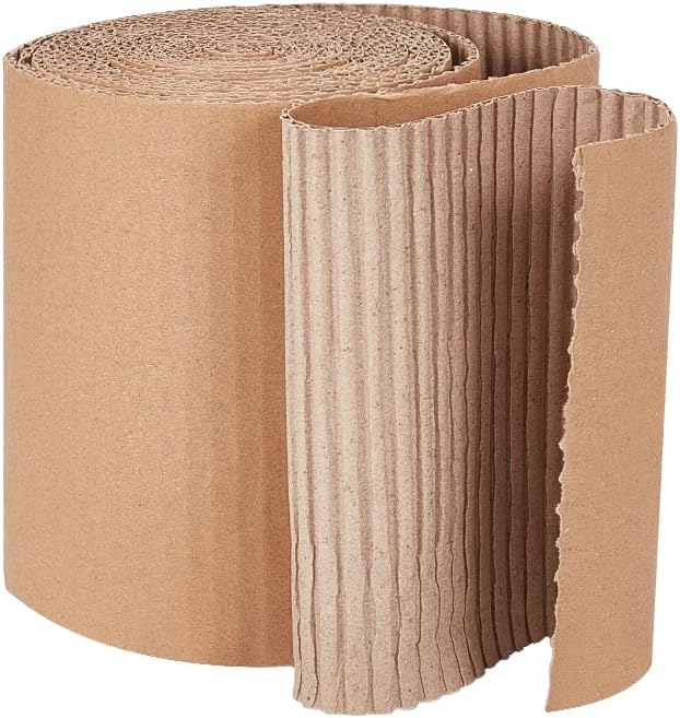 OLYCRAFT Corrugated Cardboard Rolls 4x197 Inch Singleface Corrugated Paper Roll Shipping Protection Roll Large Corrugateds Wrap Paper Sheet Packaging Wrap Cardboard for Moving Protecting Fragile Items