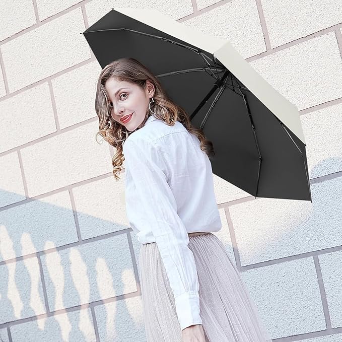 Image of Besque UV Big Size Umbrella for Sun Protection Rain Windproof Strong large 2 fold for men women kids boys girls Perfect Umbrella with cover small case stylish Windproof & Compact UV large size