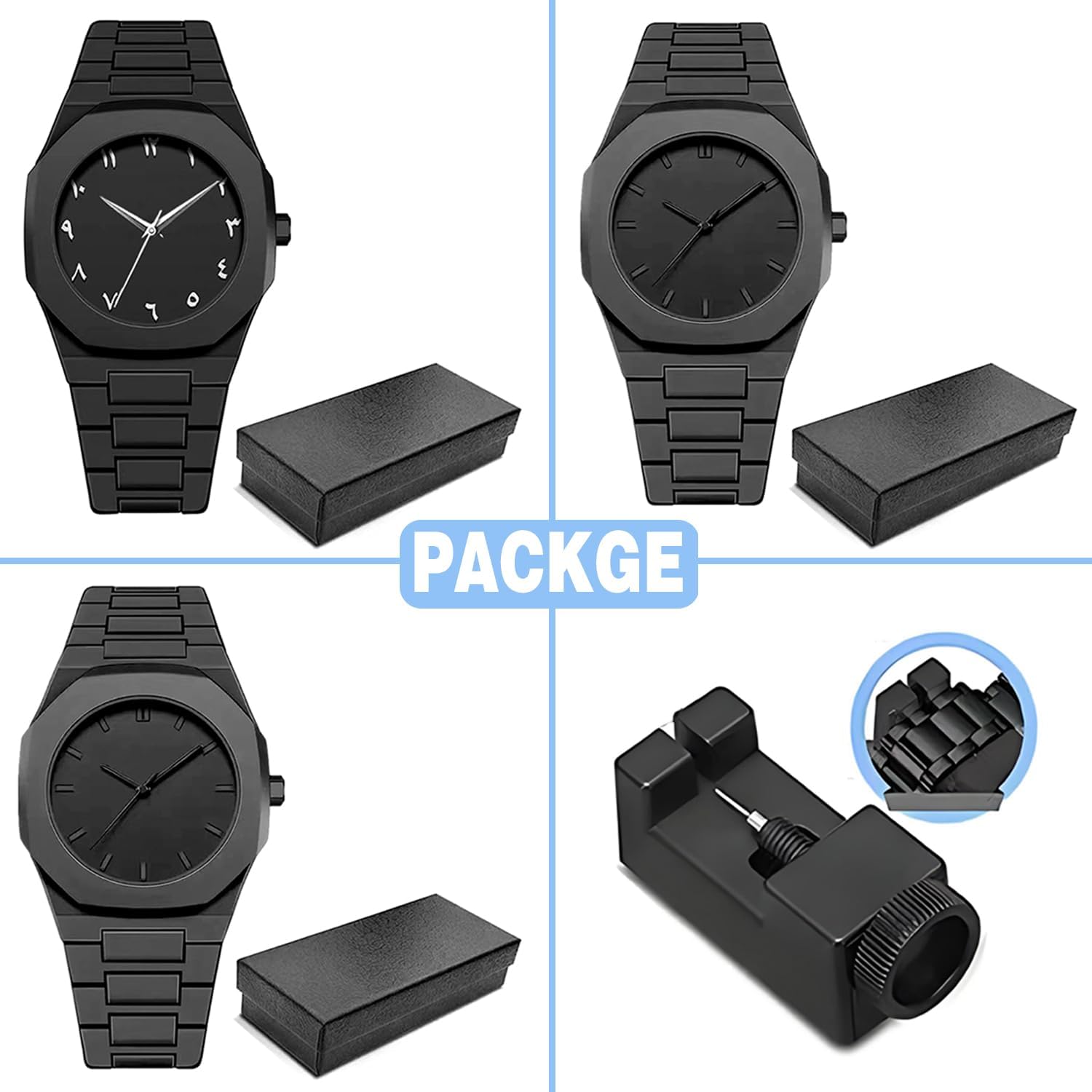 3 Pack Watches for Men Quartz Black Sports Minimalist Ultra-Thin Military Jelly Dress Classic Business Wrist Watches Wholesales Assorted Set