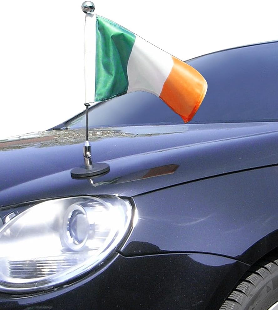 Magnetic Car Flagpole Diplomat-1.30-Chrome Ireland