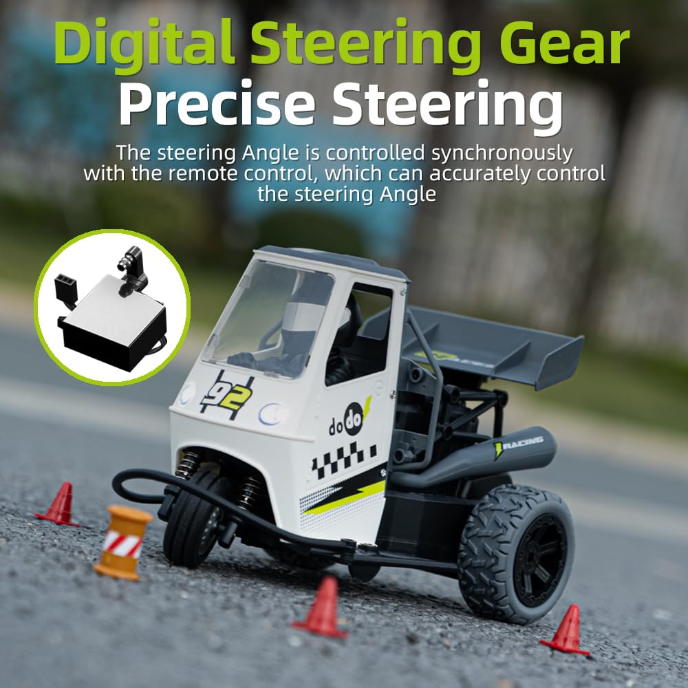 X-Verse Telecomando Stunt Car, RC Drift Tricycle, 2.4 Ghz 1:16 Alta Velocità Moto Elettrica Giocattoli, Regali per Bambini - 3 Batterie
