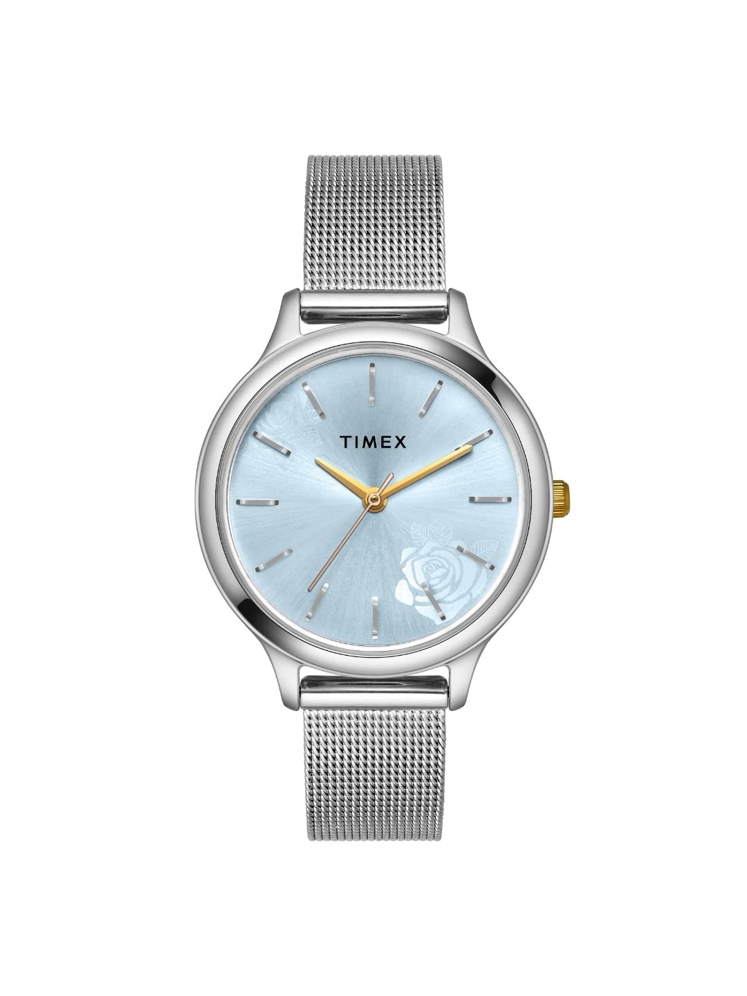 TIMEX Women Stainless Steel Classics Collection 3 Hands Analogue Blue Dial Coloured Quartz Watch, Round Dial with 34Mm Case Width - Twtl12100, Band Color-Silver (B0BYZGJDW5) Amazon Price History, Amazon Price Tracker