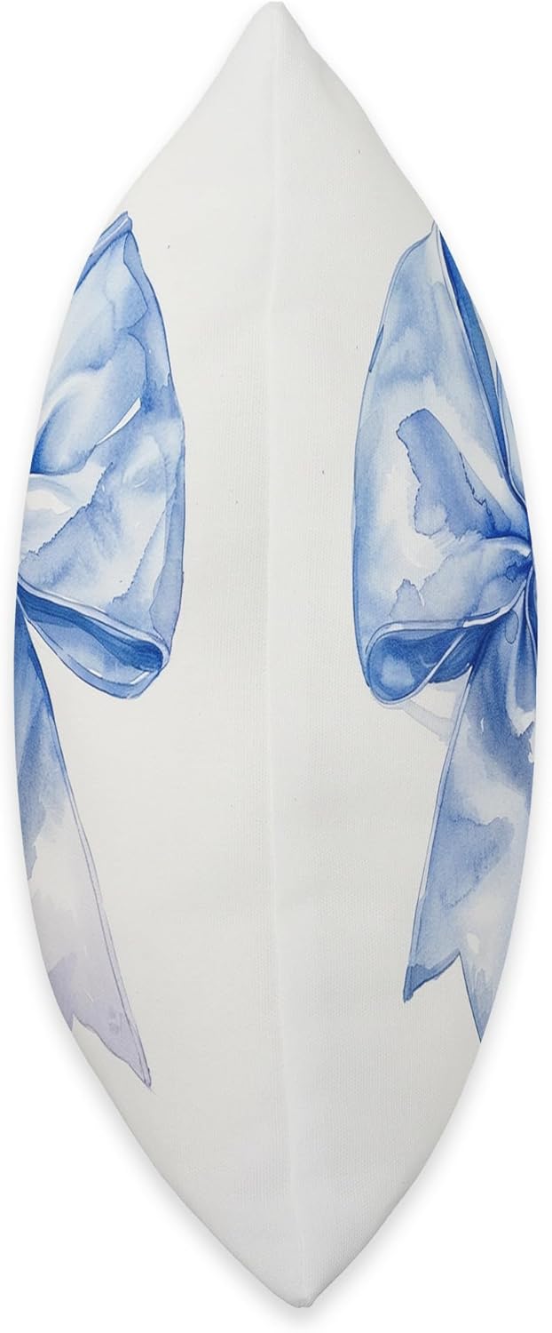 Bow in Watercolor|| coquette || Aesthetic Baby blue Bow Throw Pillow
