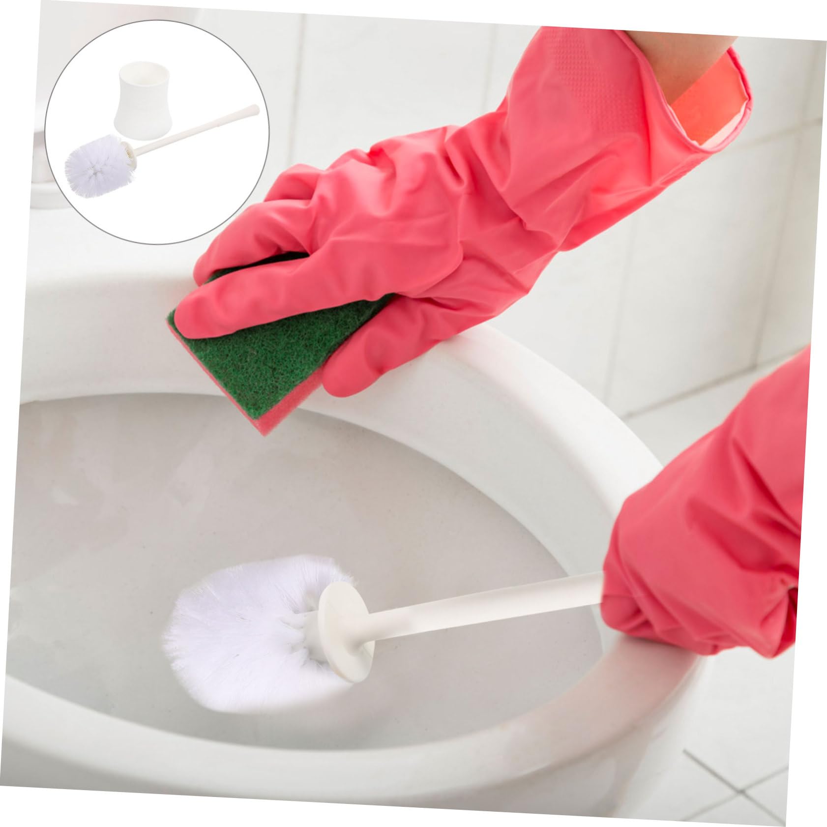 Zerodeko 2piezas Escobilla De Inodoro con Mango y Base Antideslizante para Baños Cepillo De Limpieza WC Higiénico y Duradero