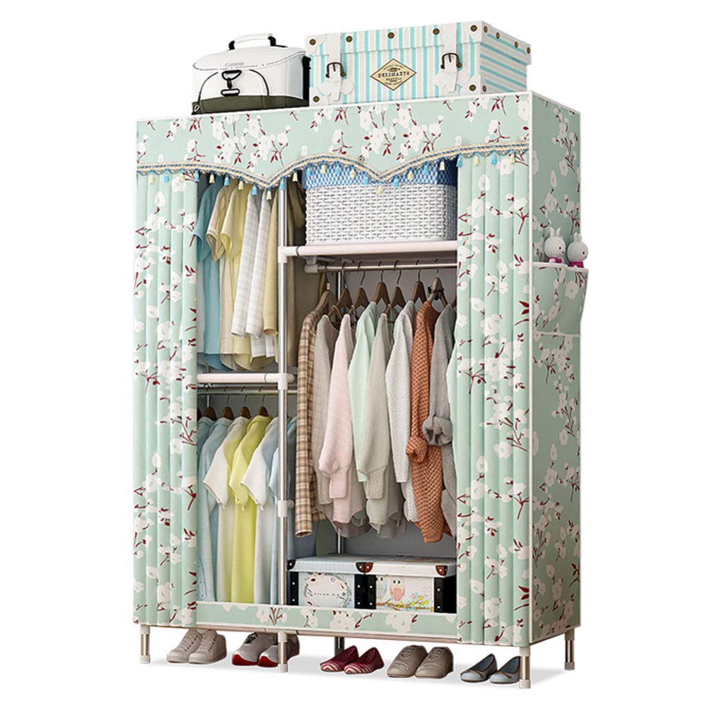 Armoire en toile 120cm avec cadre en acier de 25mm et rail de suspension pour chambre