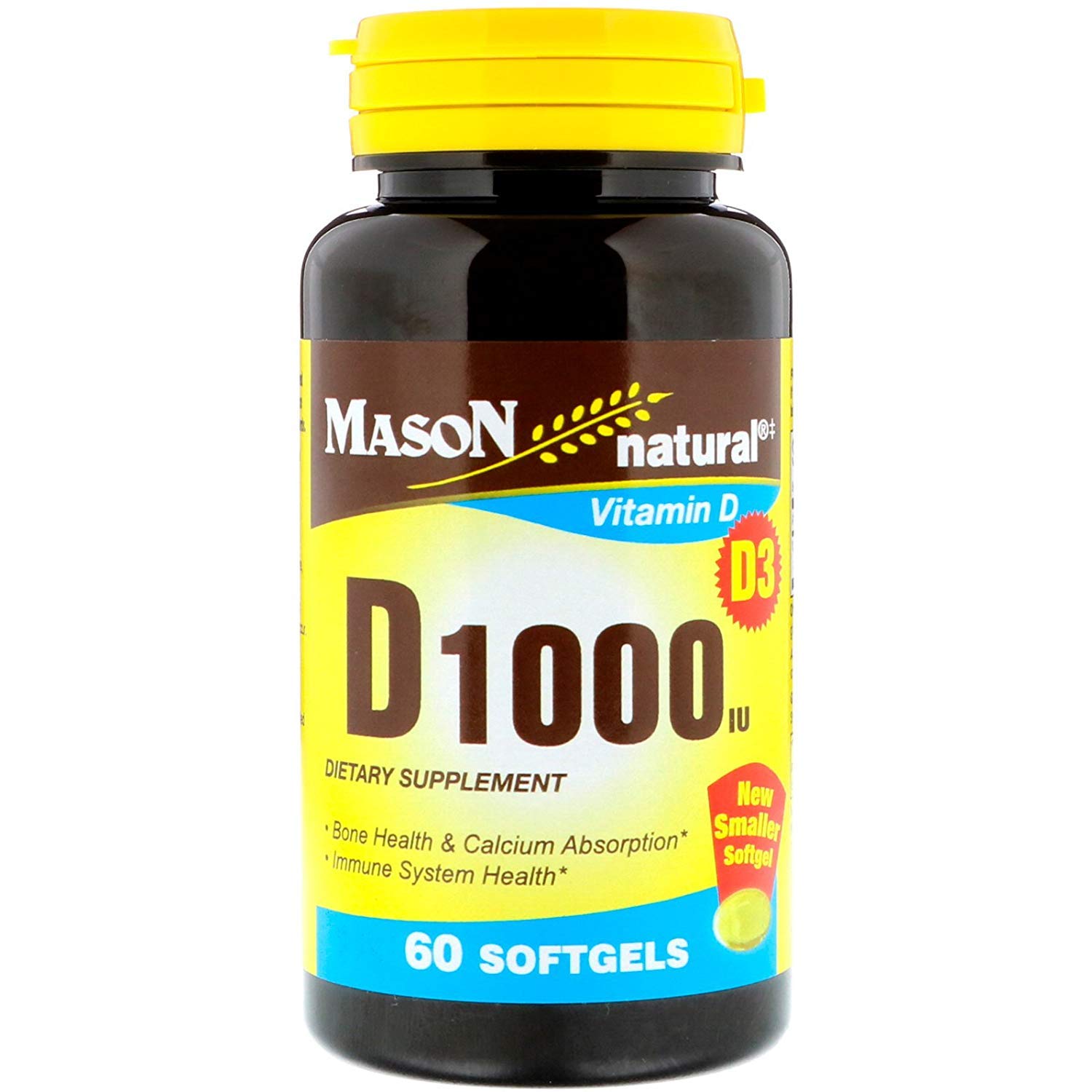 Mason Natural Vitamin D1000 IU Softgels 60 Soft Gels (Pack of 2) 1 Count (Pack of 120)