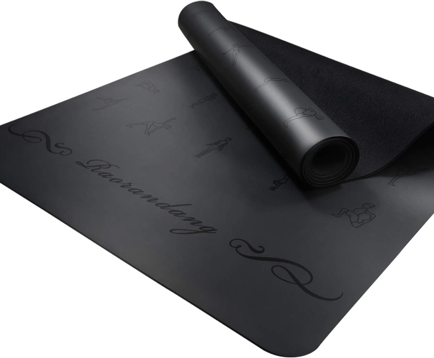 RaoRanDang Non Slip Yoga Mat Printed, Yoga Mats 5mm Thick Enough Cushion Carry Bag,Yoga Poses Guides,Asanaalign Yoga mat