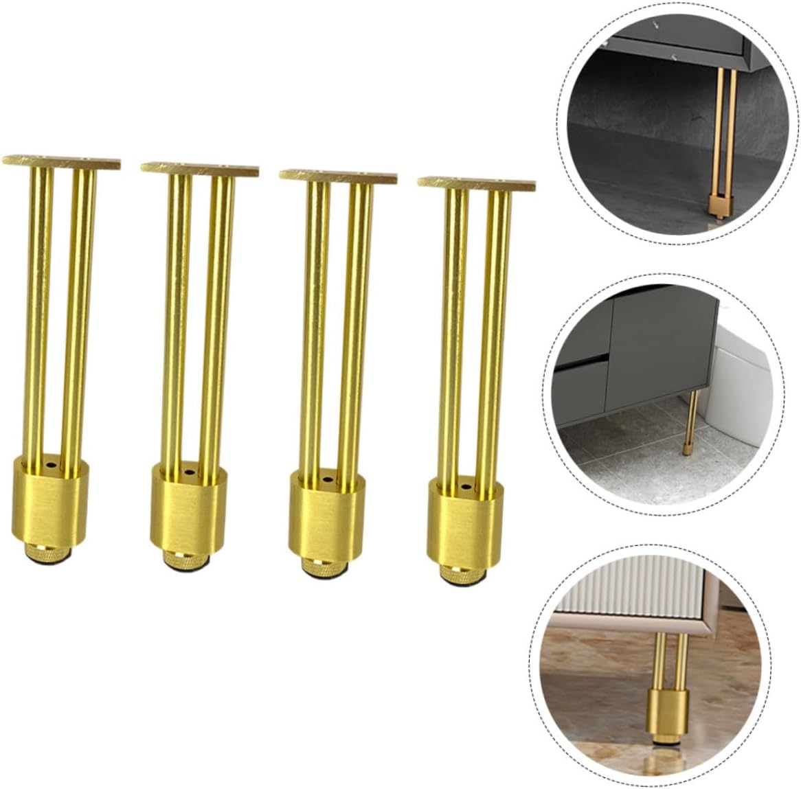 VALICLUD 4pcs Adjustable Aluminum Alloy Cabinet Feet, Metal Furniture Legs with Dual-Column Support, 12cm Height, Leveling Feet for Bathroom Cabinets, Tv Stands, and Furniture Accessories
