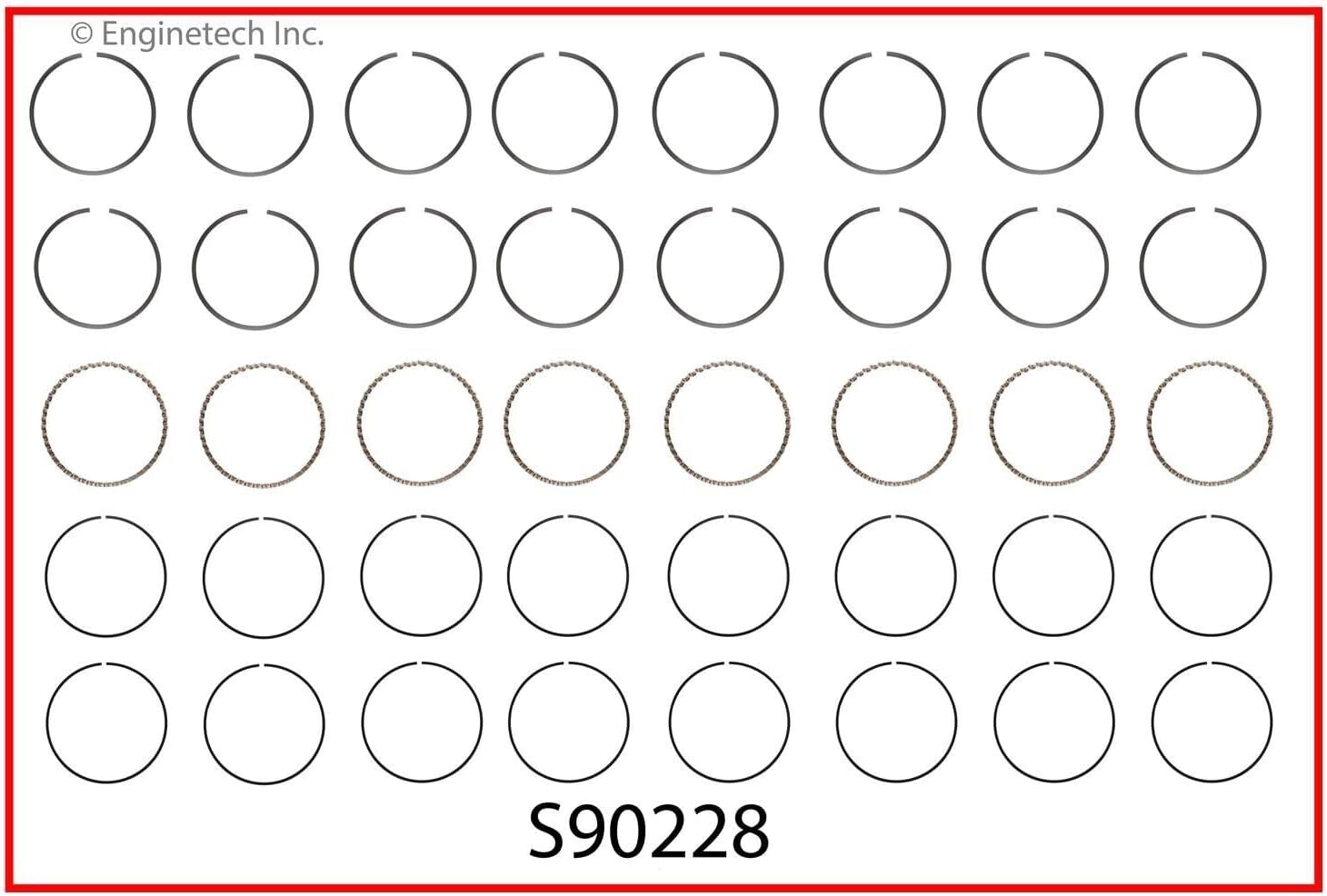 ENGINETECH S90228-STD PREMIUM STEEL TOP PISTON RINGS compatible with 1991-2014 FORD 281 4.6L SOHC V8 & 330 5.4L SOHC V8 (CAR & TRUCK ENGINES)