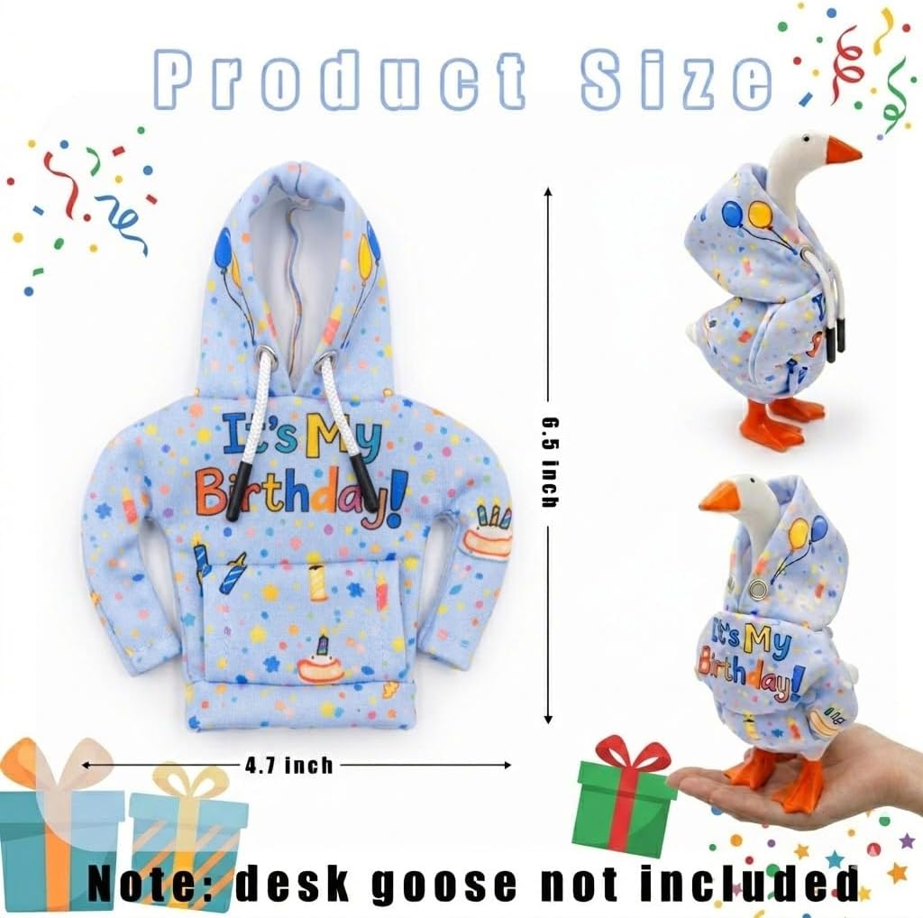 7 Inch Desk Goose Outfit Hoodie Birthday Desk Goose Clothes for Magnetic Goose Statue Tabletop Decor (Blue)