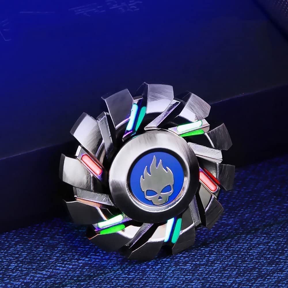 Luminous Fingertip Gyro CNC Metallic Focus Toy EDC Bearing Fingertip Gyro für Kinder & Erwachsene Anti-Angst hilft Fokussierung Fidget Toys (C,Silber)