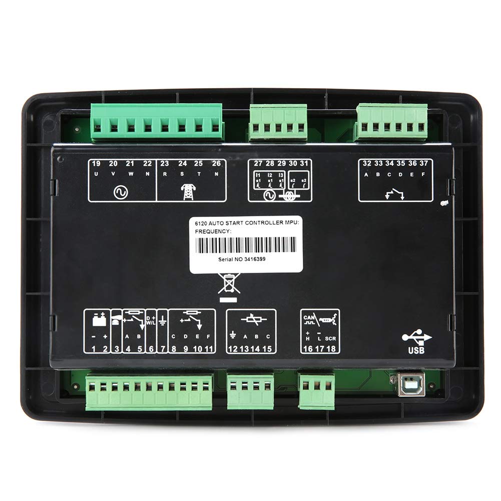 Cryfokt DSE6120 Generator-Steuermodul, LCD-Bedienfeld mit 3-Phasen-Generator- und Netzerkennung, CAN-MPU-Drehzahlmessung des Generators, 0 Bis 10 V 4 Bis 20 MA Öldruckgeber