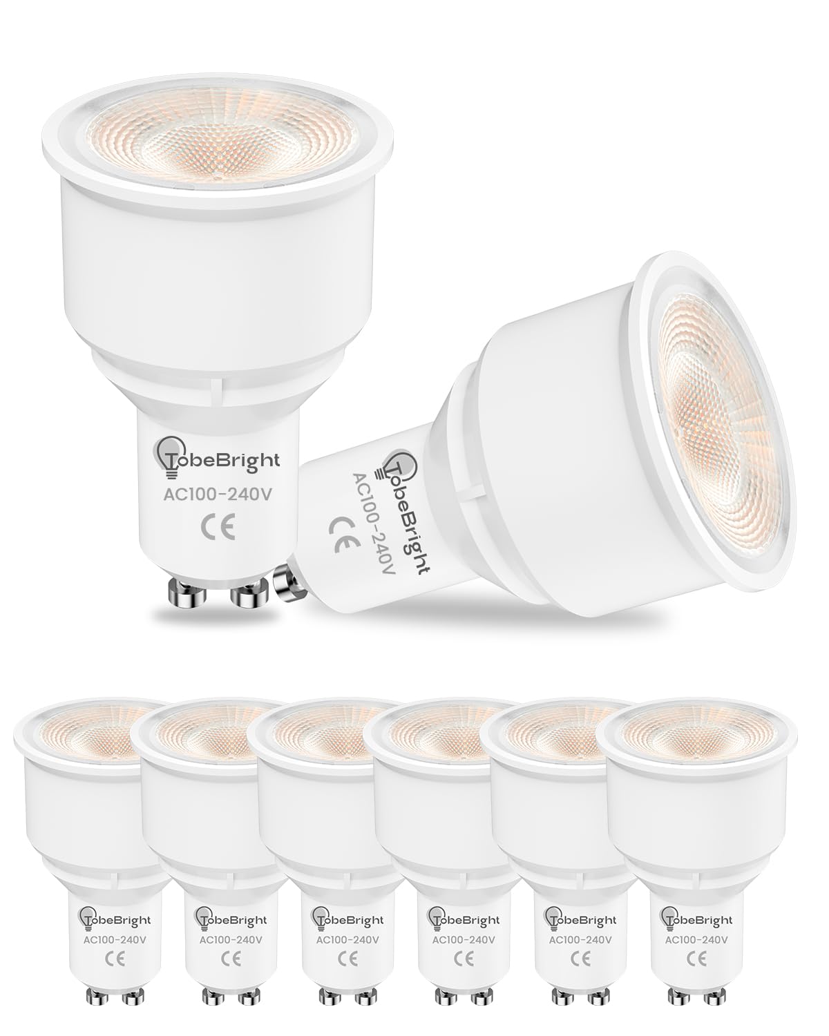 8-Pack GU10 LED Light Bulb, MR16 LED Bulb Replacement for Track Lighting,7W(50W Equivalent),3000K Warm White,2 Prong Long Neck Light Bulb for Kitchen,Living Room,Non-Dimmable